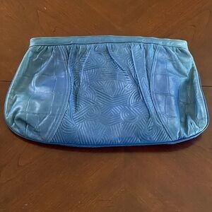 Vintage Palizzio Blue Leather Crossbody Clutch | Textured Soft Chic